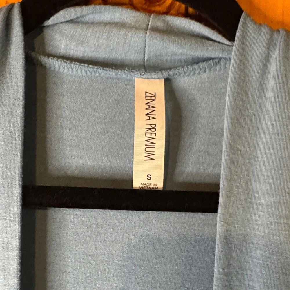 Zenana Outfitters Light Blue Open Front Cardigan - Picture 2 of 6